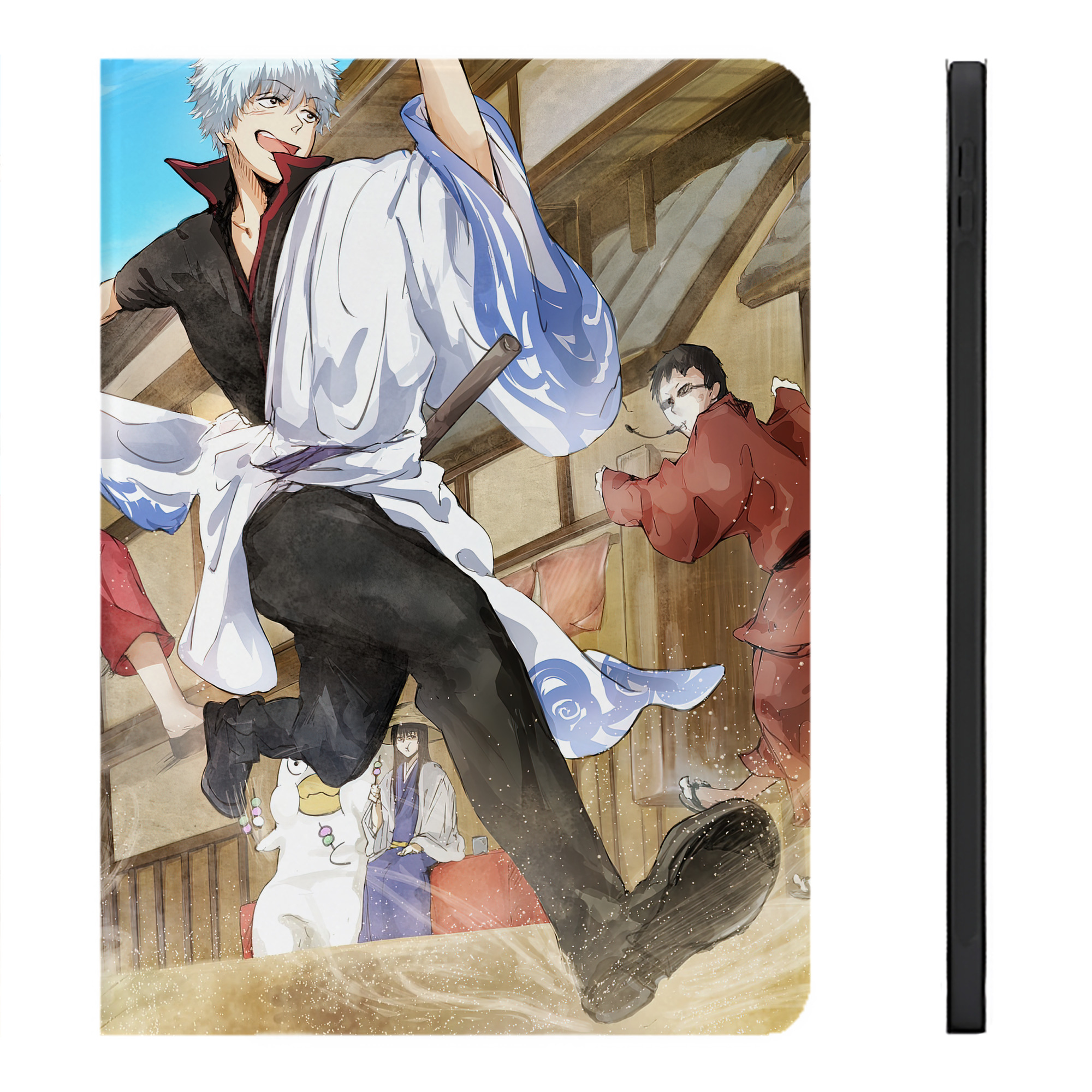 （画像用） ぎんたま 坂田銀時（さかたぎんとき） 神楽 志村新八（しむら しんぱち） GINTAMA Sakata Gintoki Kagura Shimura Shinpachi IPadケース ペンホルダー付き ブックスタイルデザイン